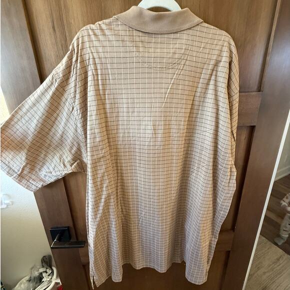 Greg Norman Men's Polo Big & Tall Size 2XLT XXL Tall Beige Plaid Casual‎ - Picture 4 of 6